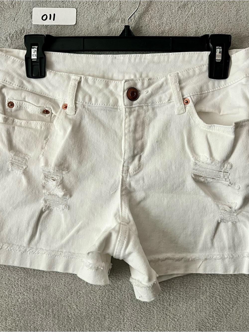 Time and Tru White Distressed Jean Shorts